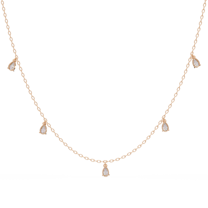 Pear Cut Lab-Grown Diamond Station Necklace in Rose Gold - HIGHCARAT DIAMONDS