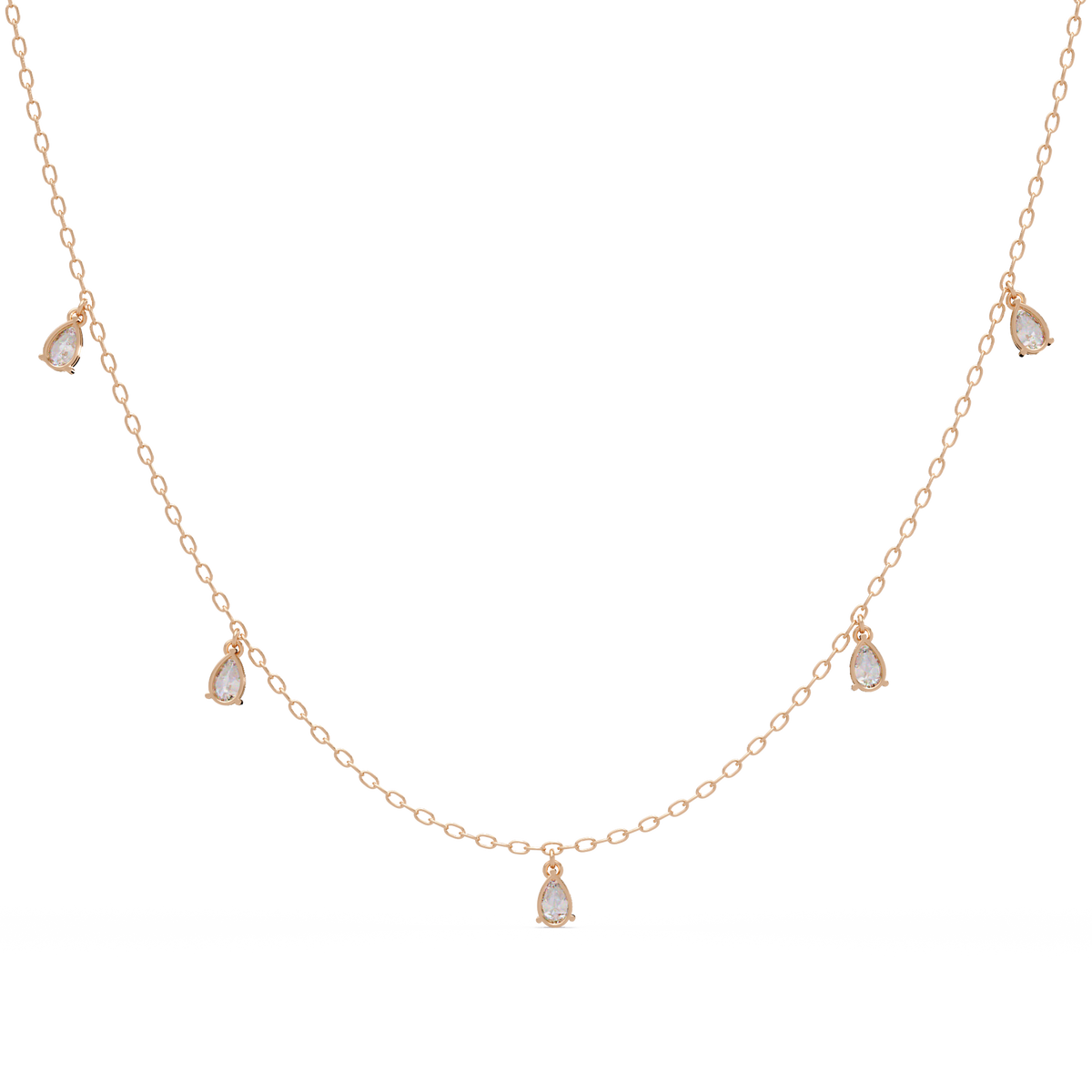 Pear Cut Lab-Grown Diamond Station Necklace in Rose Gold - HIGHCARAT DIAMONDS
