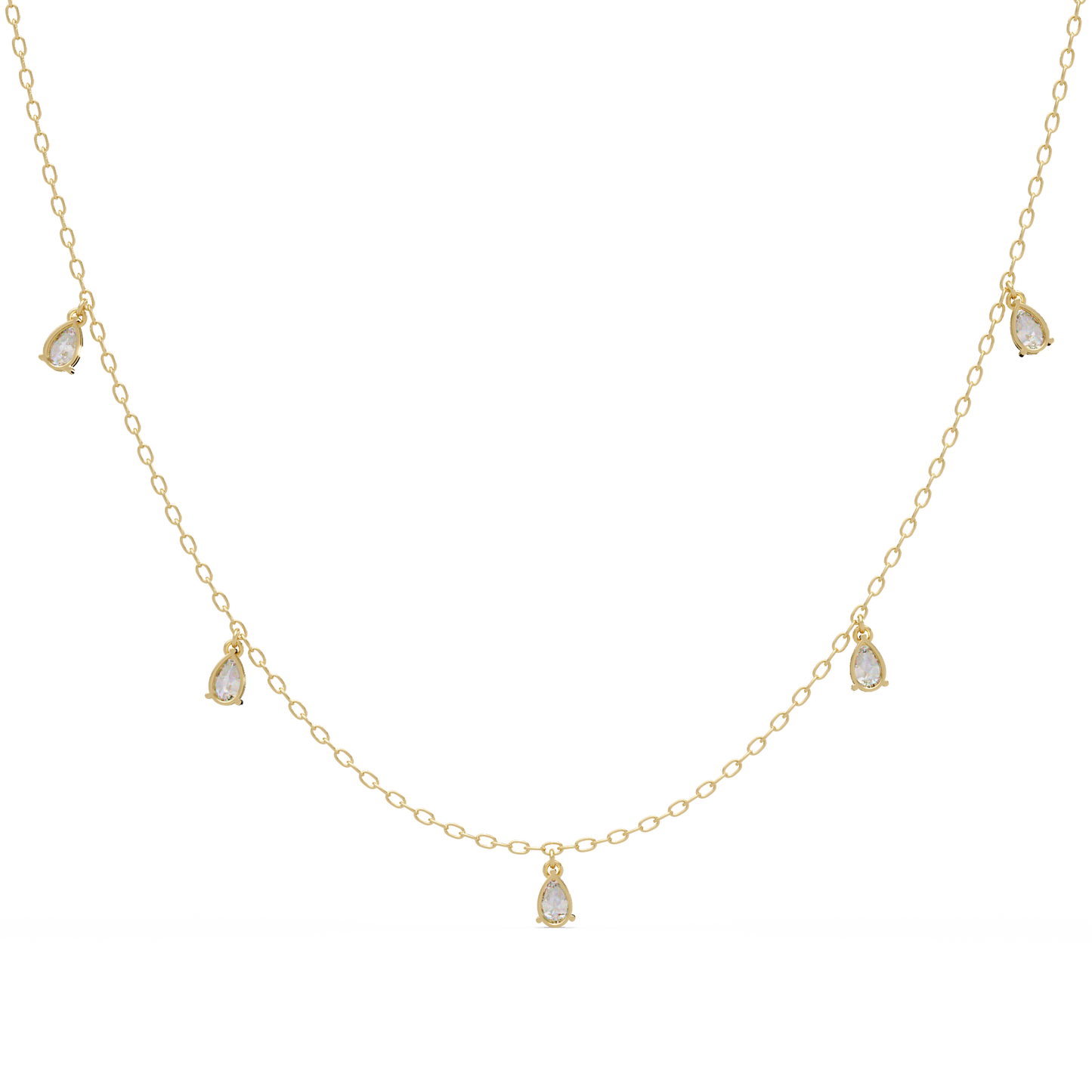 Pear Cut Lab-Grown Diamond Station Necklace in Rose Gold - HIGHCARAT DIAMONDS