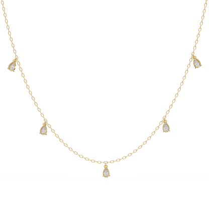 Pear Cut Lab-Grown Diamond Station Necklace in Rose Gold - HIGHCARAT DIAMONDS