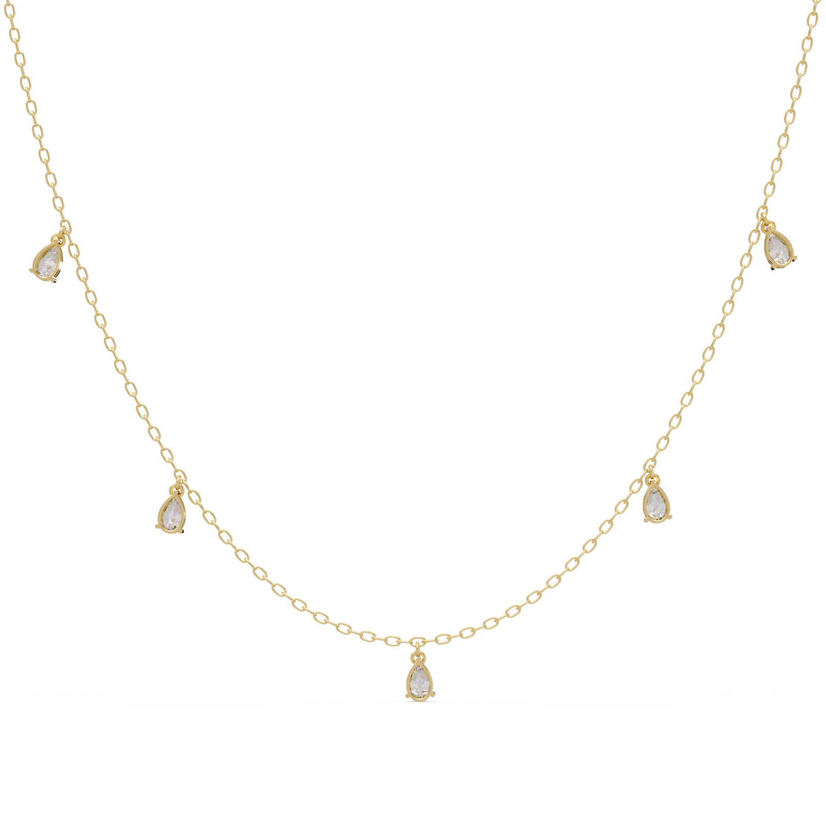 Pear Cut Lab-Grown Diamond Station Necklace in Rose Gold - HIGHCARAT DIAMONDS