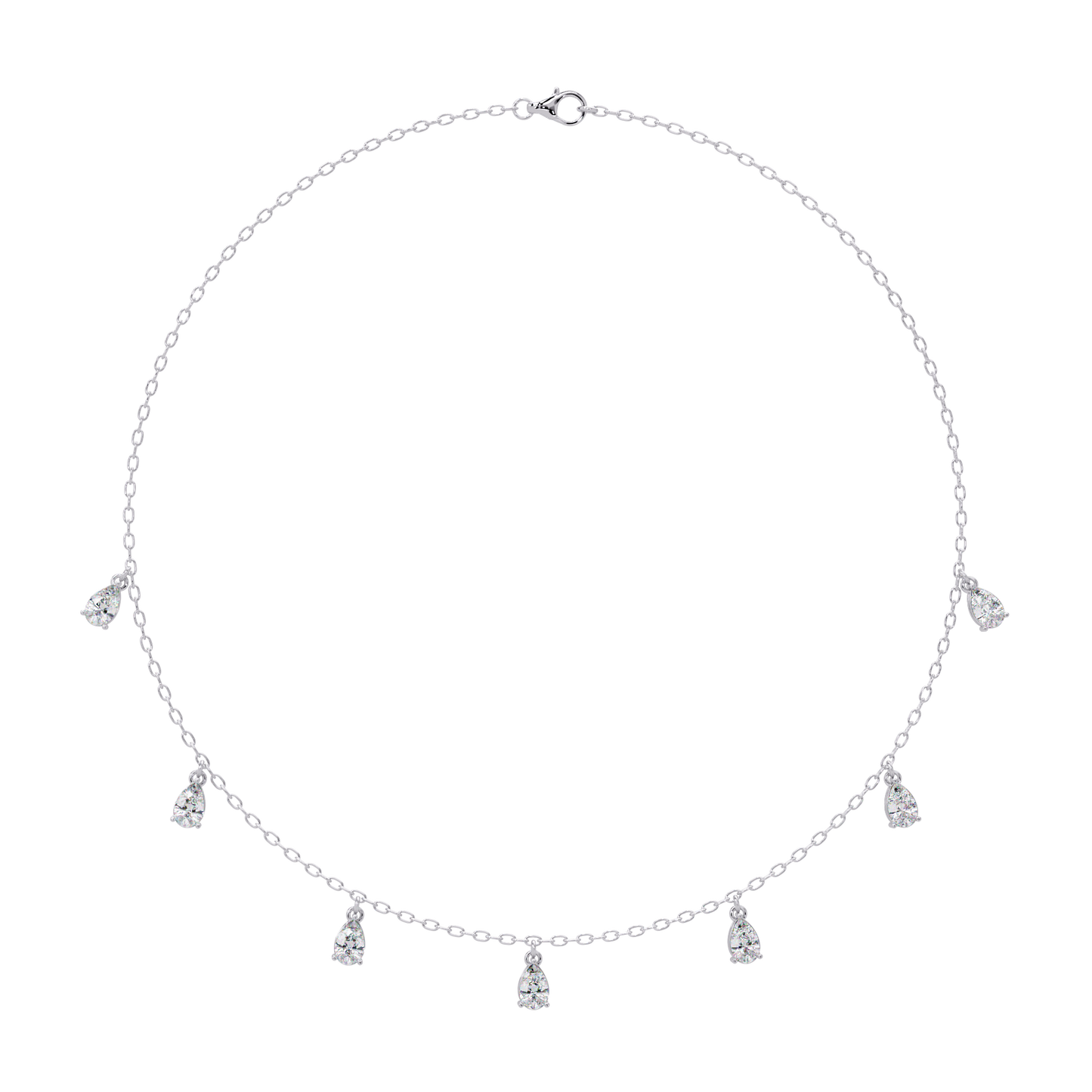 Pear Cut Lab-Grown Diamond Station Necklace in Rose Gold - HIGHCARAT DIAMONDS