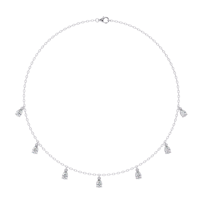 Pear Cut Lab-Grown Diamond Station Necklace in Rose Gold - HIGHCARAT DIAMONDS