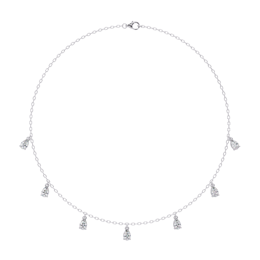 Pear Cut Lab-Grown Diamond Station Necklace in Rose Gold - HIGHCARAT DIAMONDS