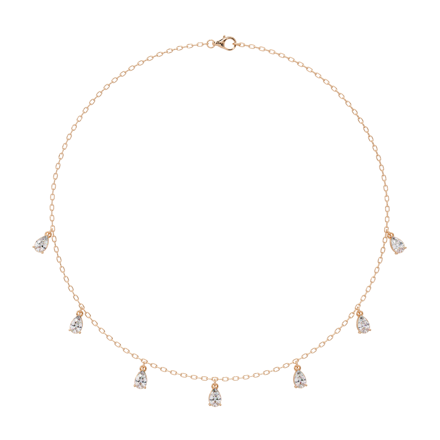 Pear Cut Lab-Grown Diamond Station Necklace in Rose Gold - HIGHCARAT DIAMONDS