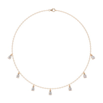 Pear Cut Lab-Grown Diamond Station Necklace in Rose Gold - HIGHCARAT DIAMONDS