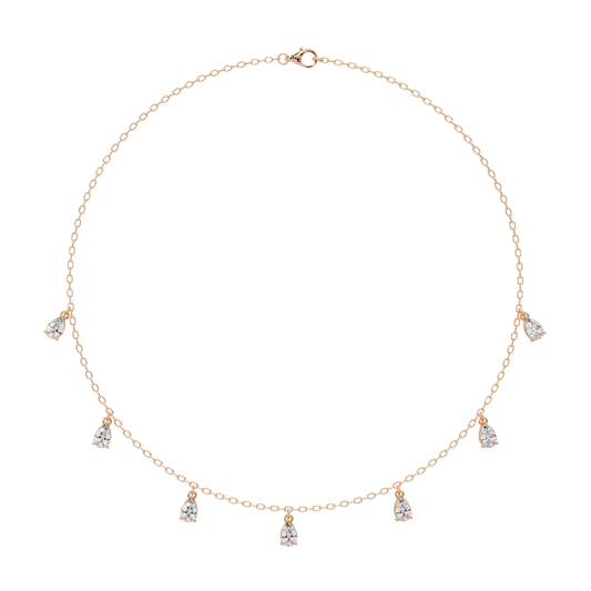 Pear Cut Lab-Grown Diamond Station Necklace in Rose Gold - HIGHCARAT DIAMONDS