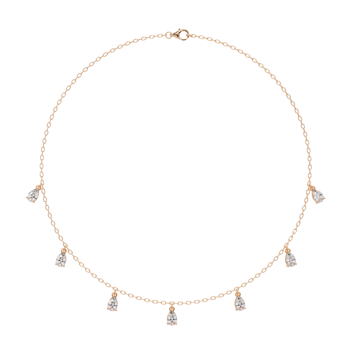 Pear Cut Lab-Grown Diamond Station Necklace in Rose Gold - HIGHCARAT DIAMONDS