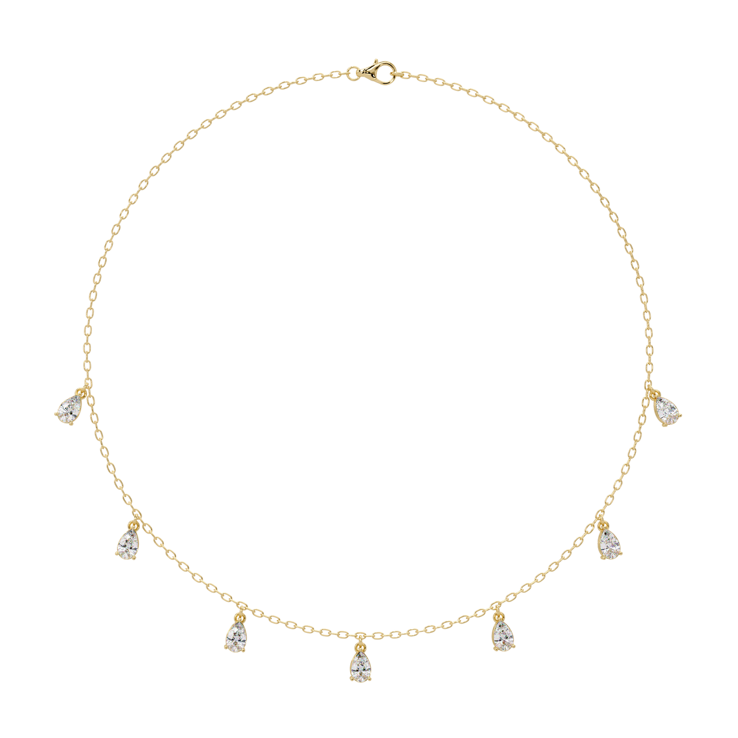 Pear Cut Lab-Grown Diamond Station Necklace in Rose Gold - HIGHCARAT DIAMONDS