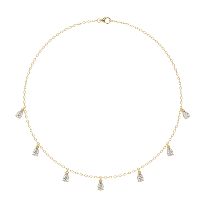 Pear Cut Lab-Grown Diamond Station Necklace in Rose Gold - HIGHCARAT DIAMONDS