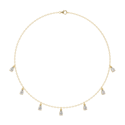 Pear Cut Lab-Grown Diamond Station Necklace in Rose Gold - HIGHCARAT DIAMONDS