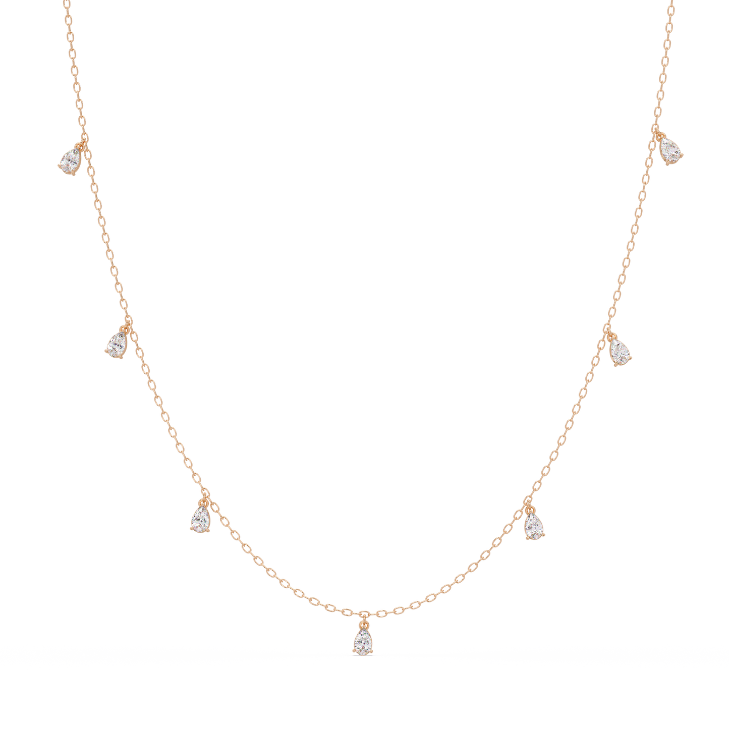 Pear Cut Lab-Grown Diamond Station Necklace in Rose Gold - HIGHCARAT DIAMONDS