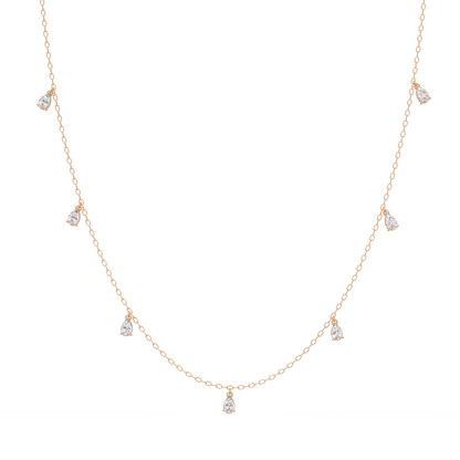 Pear Cut Lab-Grown Diamond Station Necklace in Rose Gold - HIGHCARAT DIAMONDS