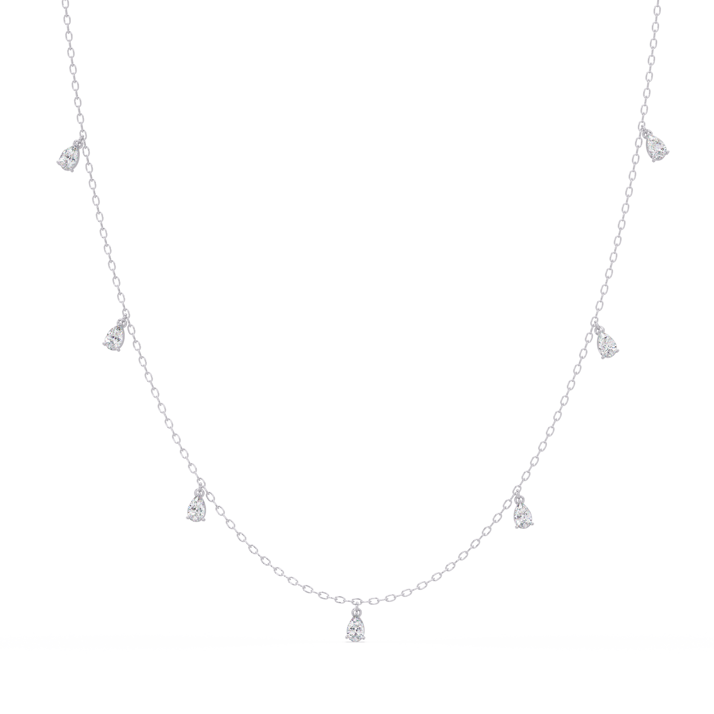 Pear Cut Lab-Grown Diamond Station Necklace in Rose Gold - HIGHCARAT DIAMONDS