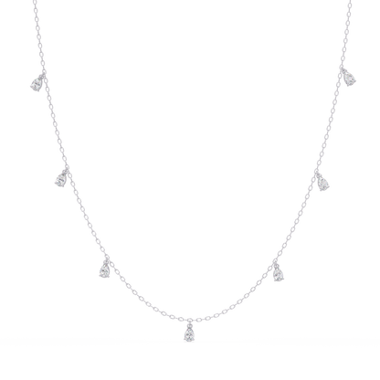 Pear Cut Lab-Grown Diamond Station Necklace in Rose Gold - HIGHCARAT DIAMONDS