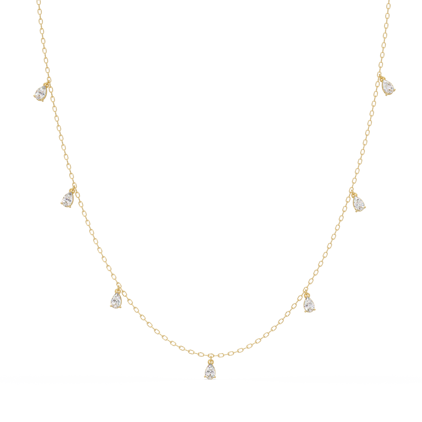 Pear Cut Lab-Grown Diamond Station Necklace in Rose Gold - HIGHCARAT DIAMONDS