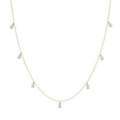 Pear Cut Lab-Grown Diamond Station Necklace in Rose Gold - HIGHCARAT DIAMONDS