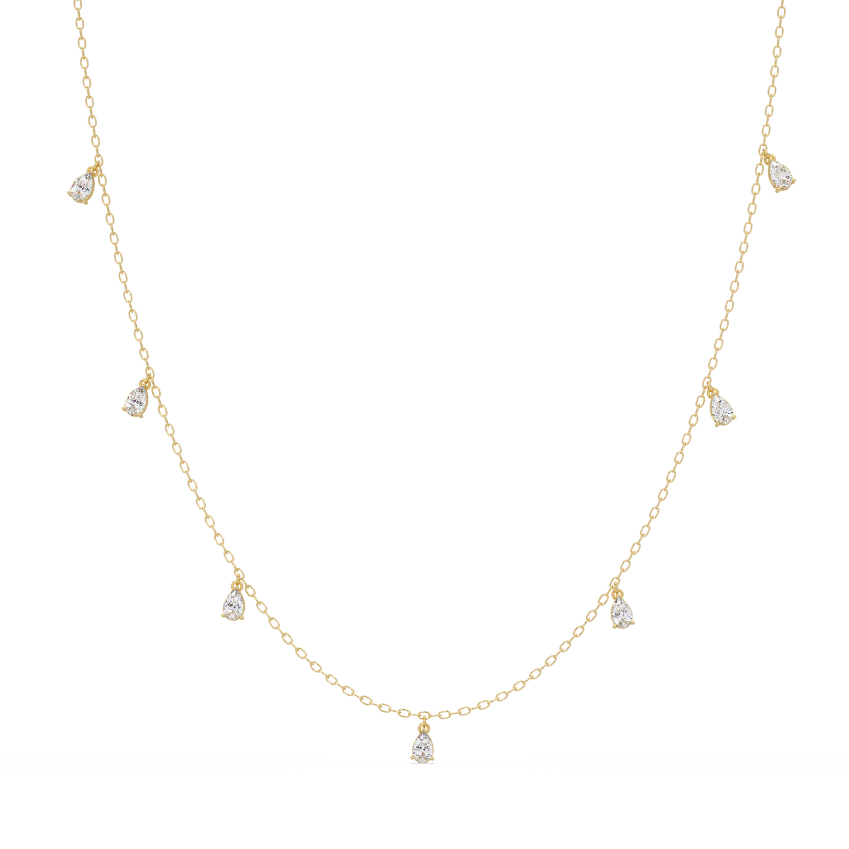 Pear Cut Lab-Grown Diamond Station Necklace in Rose Gold - HIGHCARAT DIAMONDS