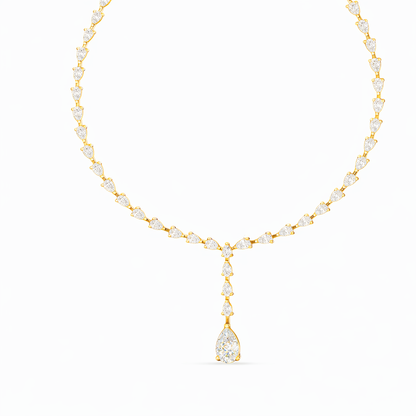 10k Solid White Gold Pear Shape Lab Grown Diamond Classic Tennis Necklace  Women - HIGHCARAT DIAMONDS