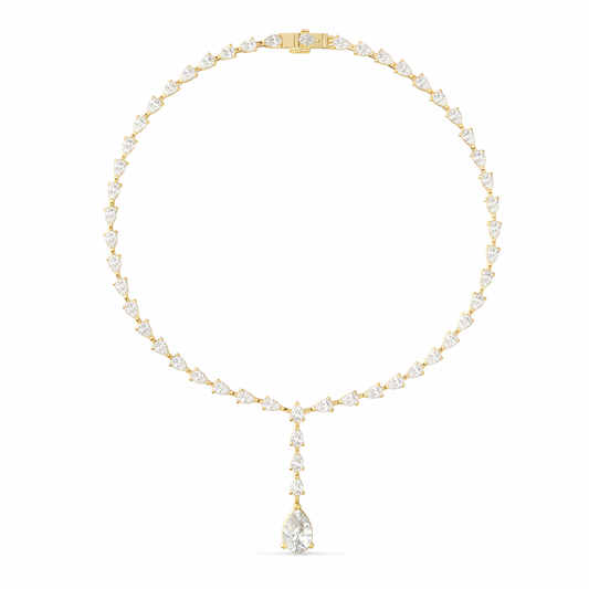 10k Solid White Gold Pear Shape Lab Grown Diamond Classic Tennis Necklace  Women - HIGHCARAT DIAMONDS