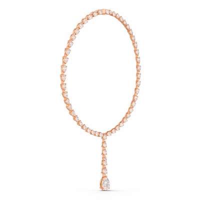 10k Solid White Gold Pear Shape Lab Grown Diamond Classic Tennis Necklace  Women - HIGHCARAT DIAMONDS