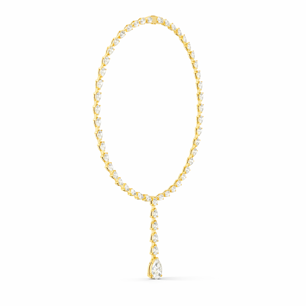 10k Solid White Gold Pear Shape Lab Grown Diamond Classic Tennis Necklace  Women - HIGHCARAT DIAMONDS