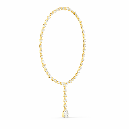 10k Solid White Gold Pear Shape Lab Grown Diamond Classic Tennis Necklace  Women - HIGHCARAT DIAMONDS
