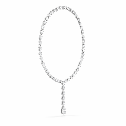 10k Solid White Gold Pear Shape Lab Grown Diamond Classic Tennis Necklace  Women - HIGHCARAT DIAMONDS