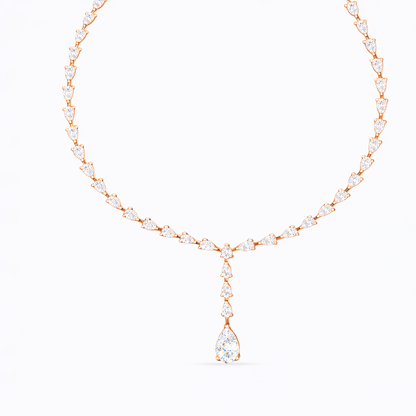 10k Solid White Gold Pear Shape Lab Grown Diamond Classic Tennis Necklace  Women - HIGHCARAT DIAMONDS