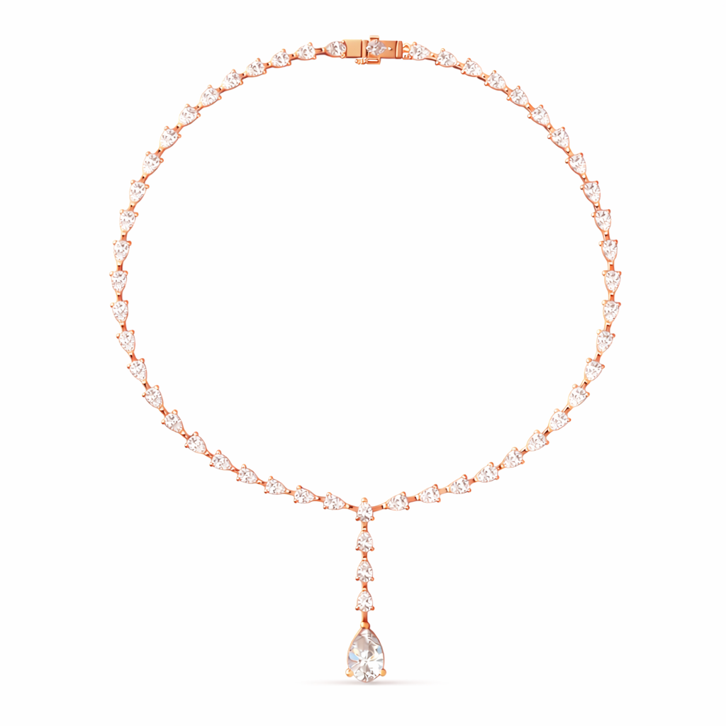 10k Solid White Gold Pear Shape Lab Grown Diamond Classic Tennis Necklace  Women - HIGHCARAT DIAMONDS