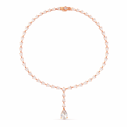 10k Solid White Gold Pear Shape Lab Grown Diamond Classic Tennis Necklace  Women - HIGHCARAT DIAMONDS