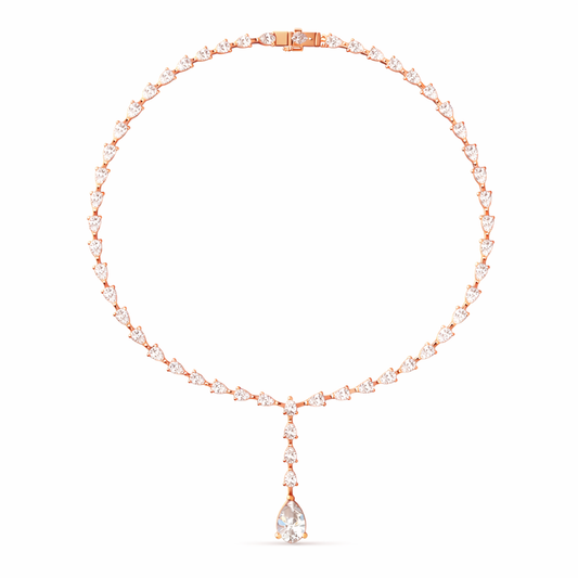 10k Solid White Gold Pear Shape Lab Grown Diamond Classic Tennis Necklace  Women - HIGHCARAT DIAMONDS