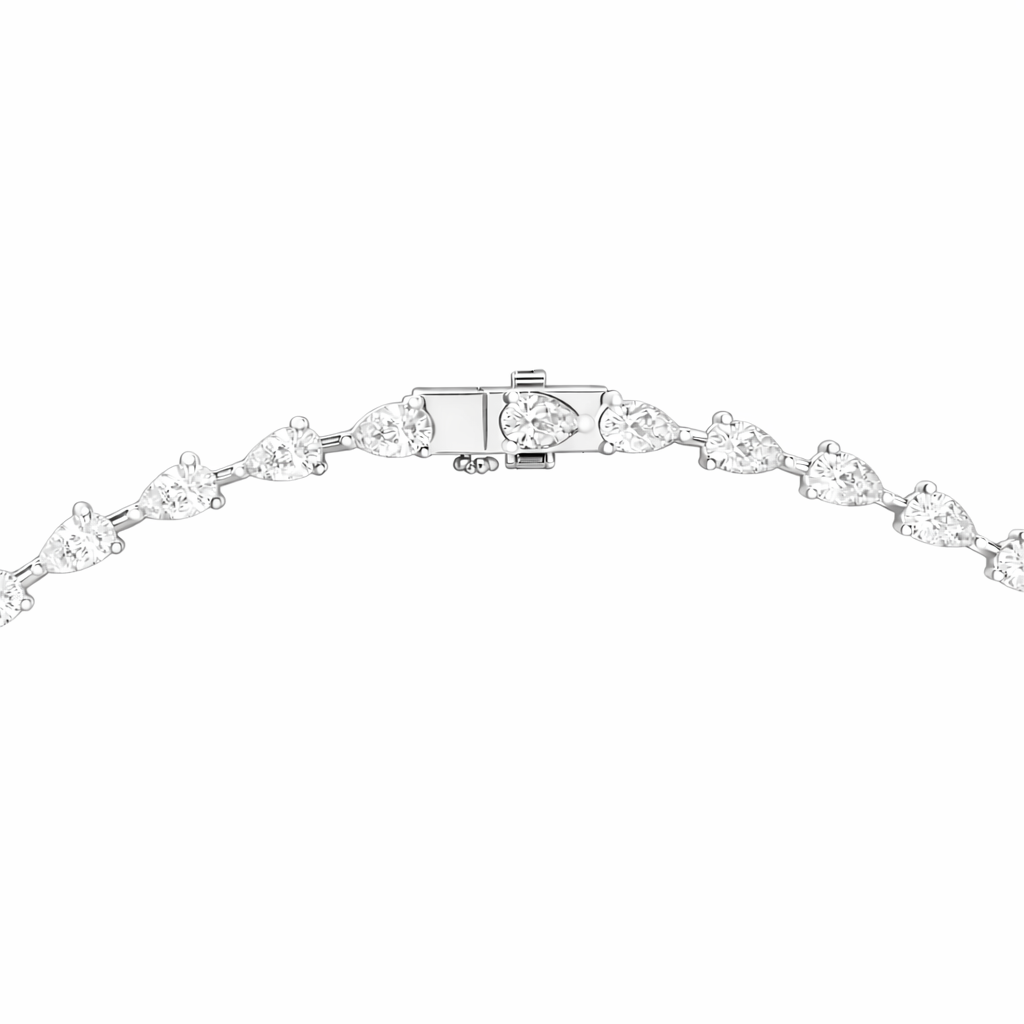 10k Solid White Gold Pear Shape Lab Grown Diamond Classic Tennis Necklace  Women - HIGHCARAT DIAMONDS