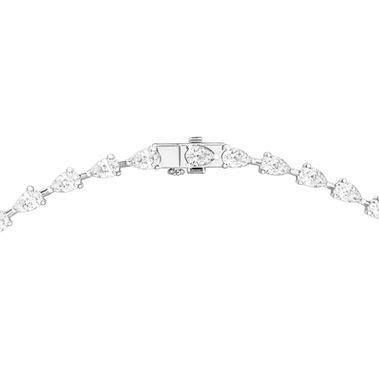 10k Solid White Gold Pear Shape Lab Grown Diamond Classic Tennis Necklace  Women - HIGHCARAT DIAMONDS
