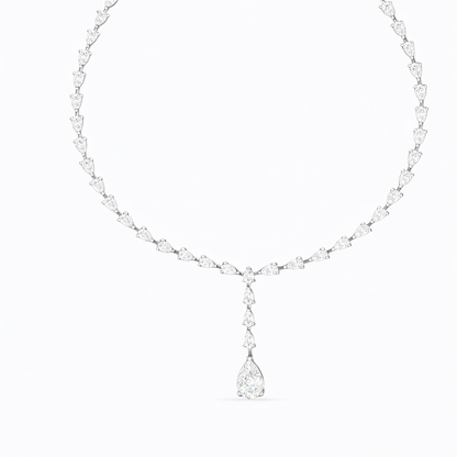 10k Solid White Gold Pear Shape Lab Grown Diamond Classic Tennis Necklace  Women - HIGHCARAT DIAMONDS