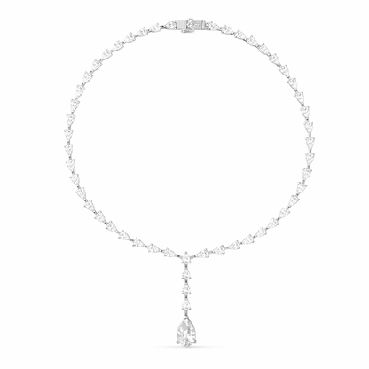 10k Solid White Gold Pear Shape Lab Grown Diamond Classic Tennis Necklace  Women - HIGHCARAT DIAMONDS
