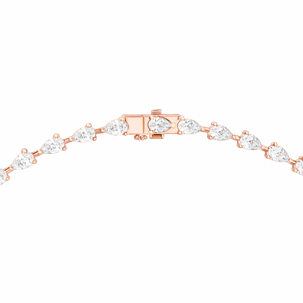 10k Solid White Gold Pear Shape Lab Grown Diamond Classic Tennis Necklace  Women - HIGHCARAT DIAMONDS