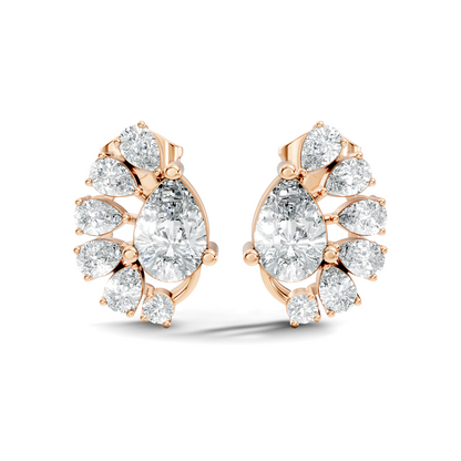 Round & Pear Shape Lab Grown Diamond 2.34 Ct With 18k Solid Gold Occasionally Wear Diamond Earrings - HIGHCARAT DIAMONDS