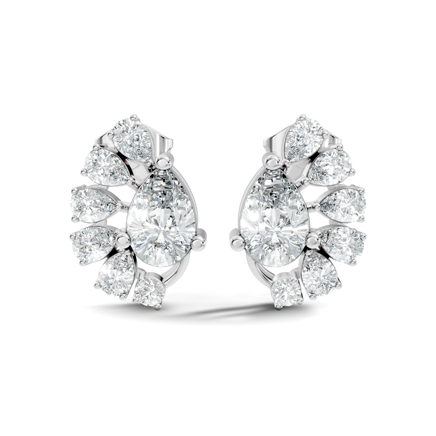 Round & Pear Shape Lab Grown Diamond 2.34 Ct With 18k Solid Gold Occasionally Wear Diamond Earrings - HIGHCARAT DIAMONDS