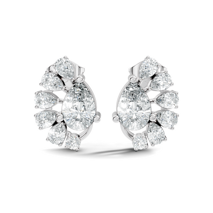 Round & Pear Shape Lab Grown Diamond 2.34 Ct With 18k Solid Gold Occasionally Wear Diamond Earrings - HIGHCARAT DIAMONDS