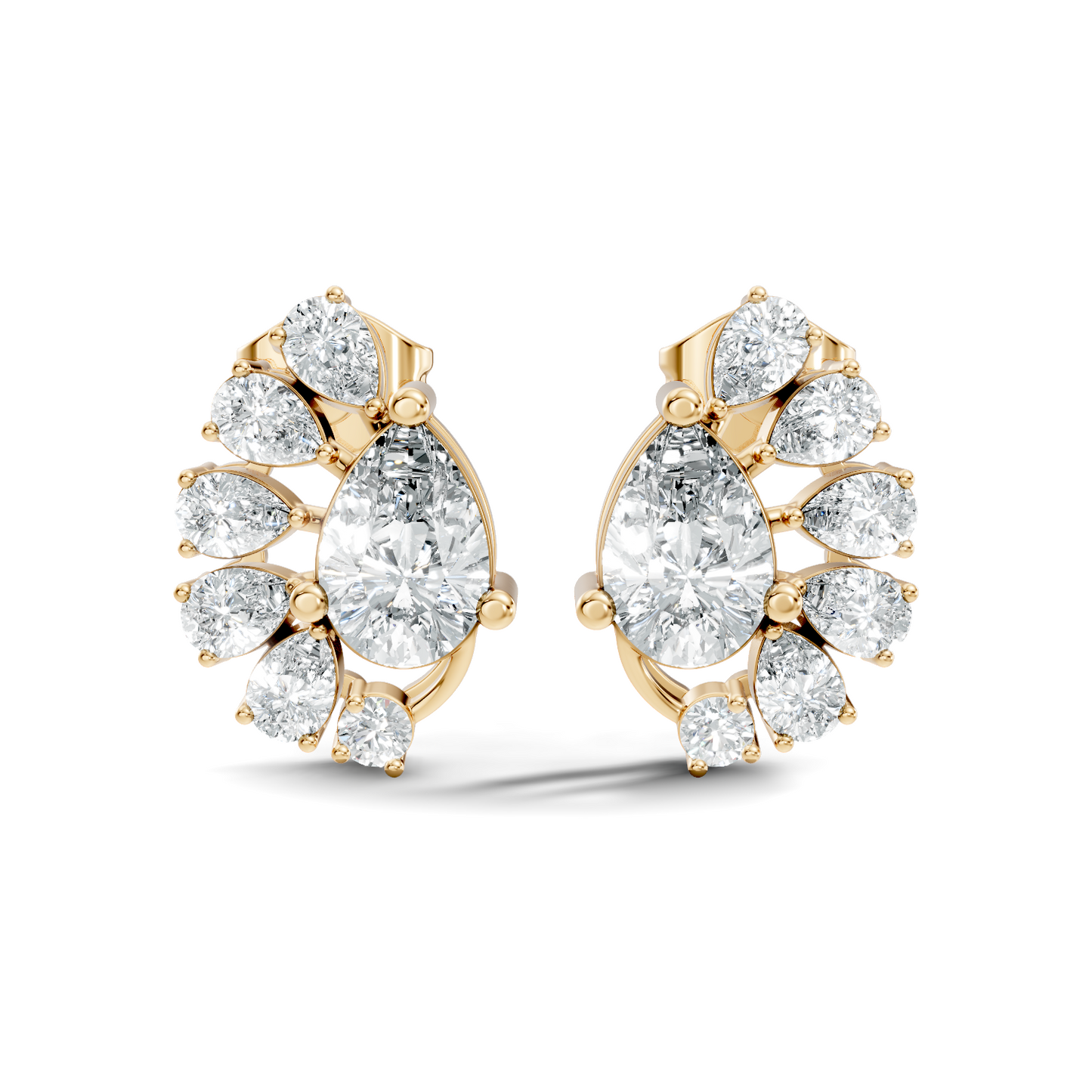 Round & Pear Shape Lab Grown Diamond 2.34 Ct With 18k Solid Gold Occasionally Wear Diamond Earrings - HIGHCARAT DIAMONDS