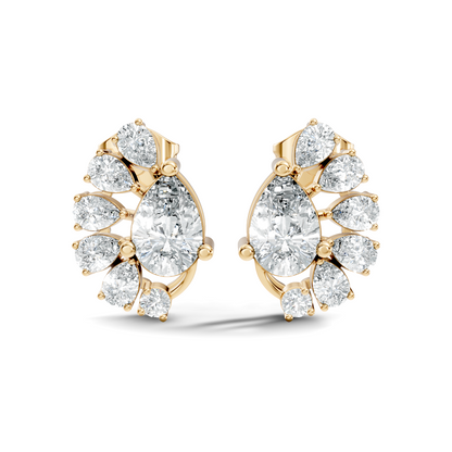 Round & Pear Shape Lab Grown Diamond 2.34 Ct With 18k Solid Gold Occasionally Wear Diamond Earrings - HIGHCARAT DIAMONDS