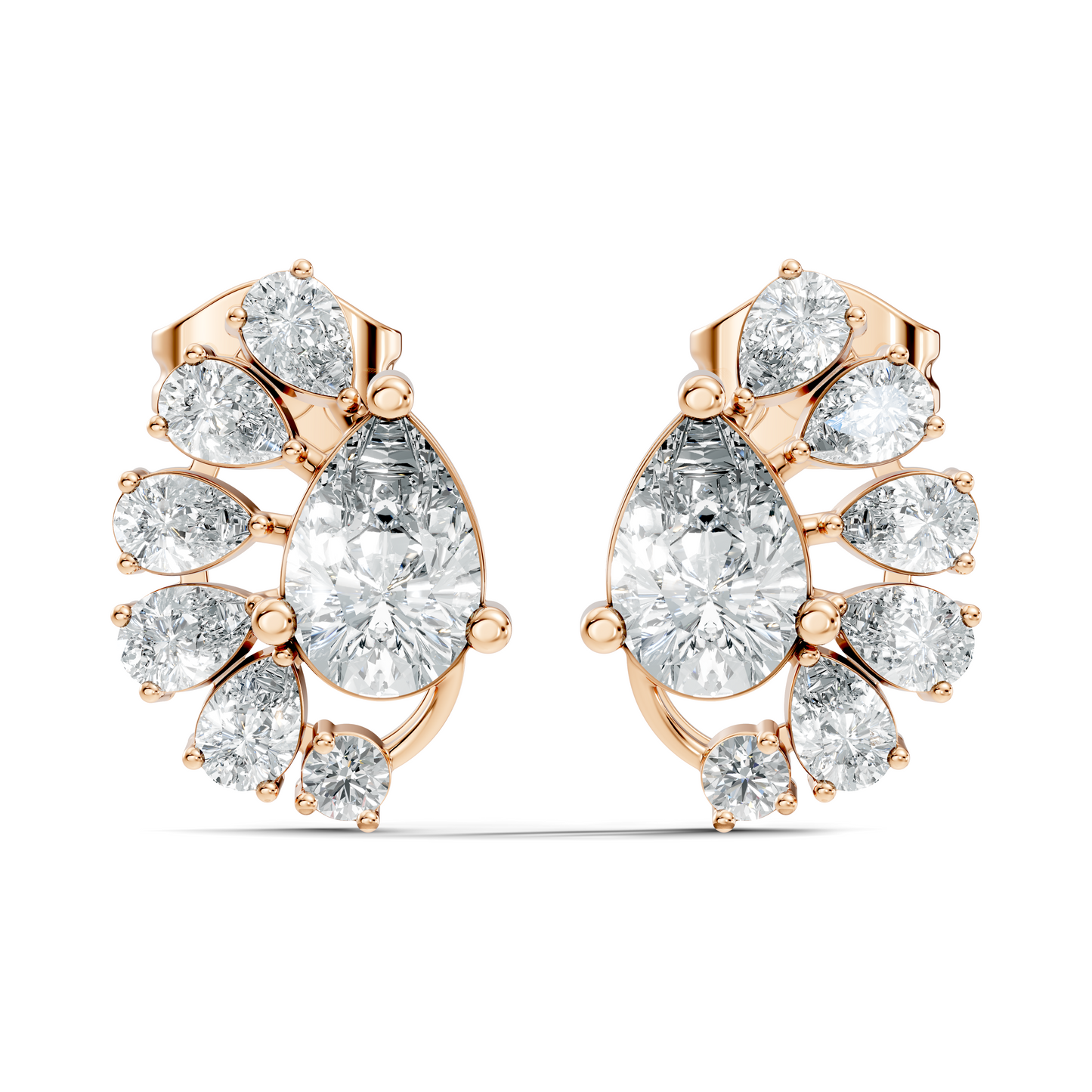 Round & Pear Shape Lab Grown Diamond 2.34 Ct With 18k Solid Gold Occasionally Wear Diamond Earrings - HIGHCARAT DIAMONDS