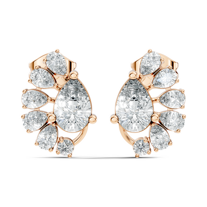 Round & Pear Shape Lab Grown Diamond 2.34 Ct With 18k Solid Gold Occasionally Wear Diamond Earrings - HIGHCARAT DIAMONDS