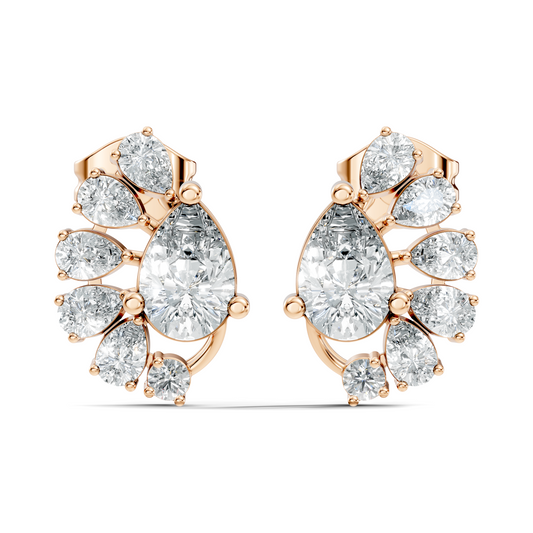 Round & Pear Shape Lab Grown Diamond 2.34 Ct With 18k Solid Gold Occasionally Wear Diamond Earrings - HIGHCARAT DIAMONDS