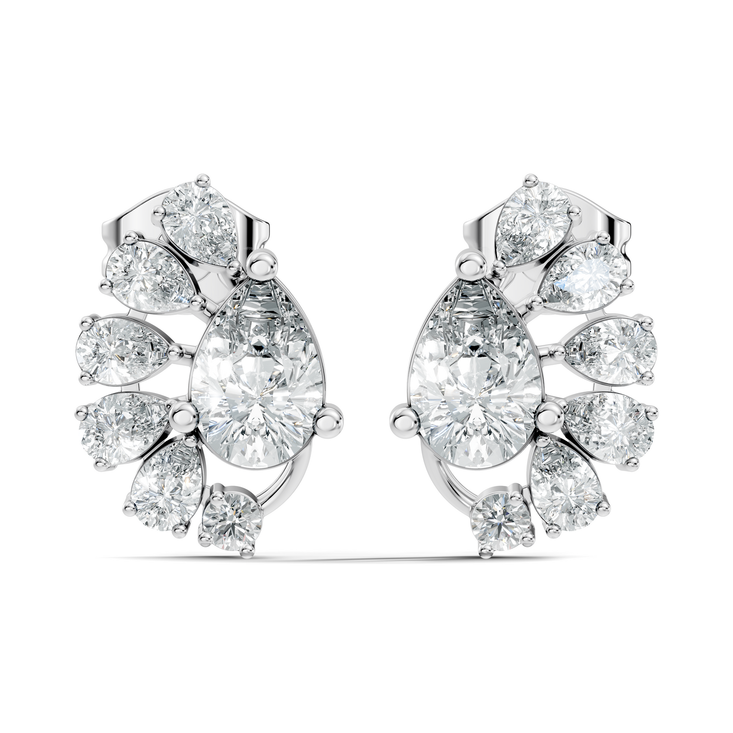 Round & Pear Shape Lab Grown Diamond 2.34 Ct With 18k Solid Gold Occasionally Wear Diamond Earrings - HIGHCARAT DIAMONDS