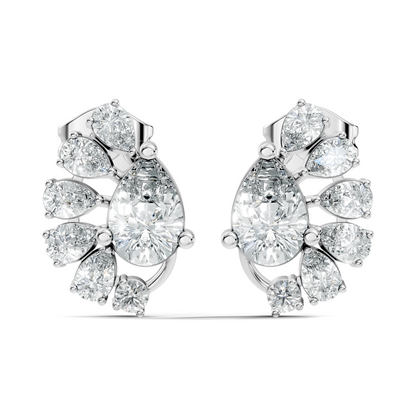 Round & Pear Shape Lab Grown Diamond 2.34 Ct With 18k Solid Gold Occasionally Wear Diamond Earrings - HIGHCARAT DIAMONDS