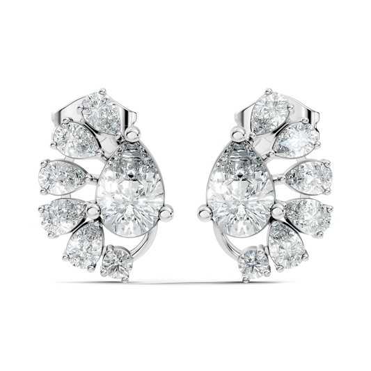 Round & Pear Shape Lab Grown Diamond 2.34 Ct With 18k Solid Gold Occasionally Wear Diamond Earrings - HIGHCARAT DIAMONDS