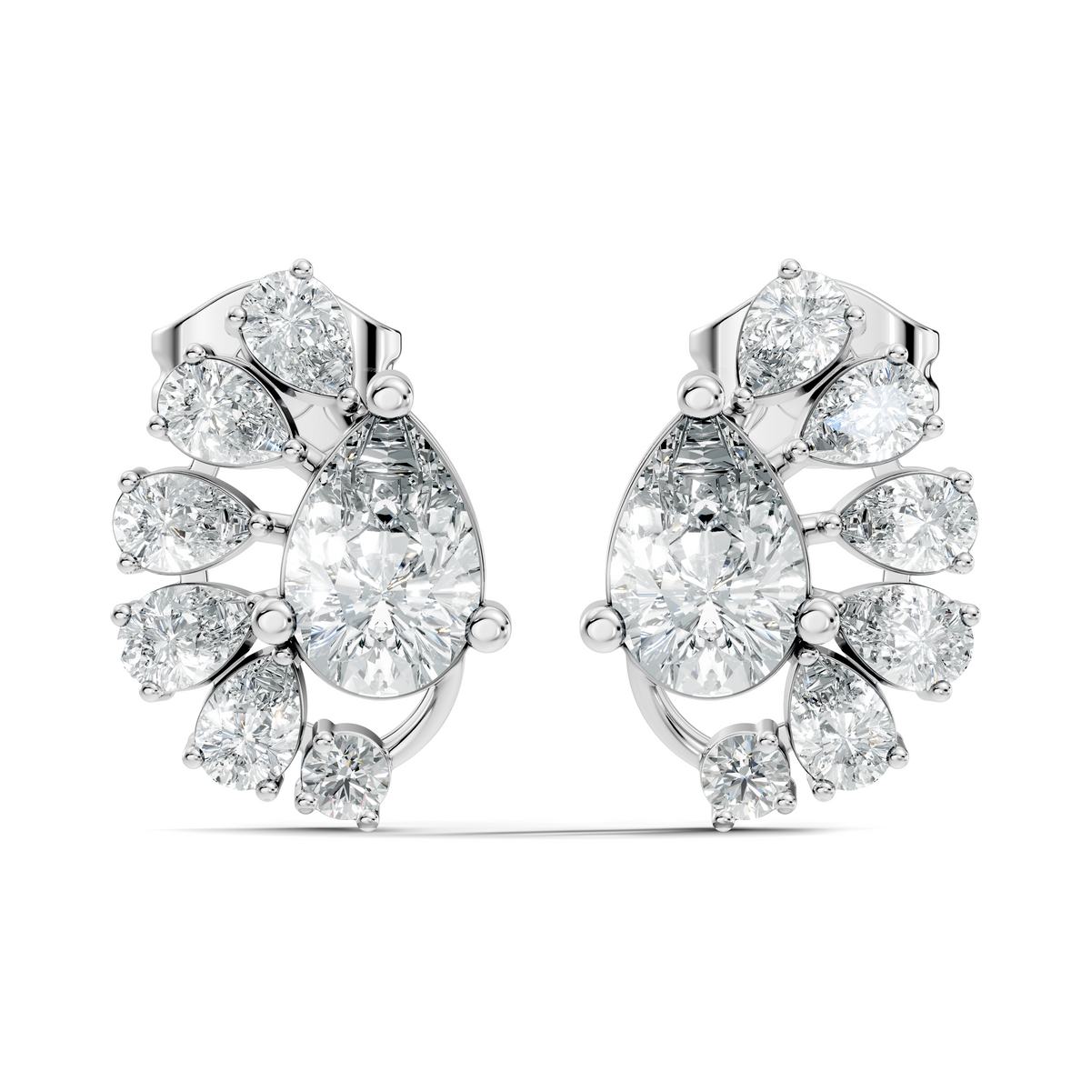 Round & Pear Shape Lab Grown Diamond 2.34 Ct With 18k Solid Gold Occasionally Wear Diamond Earrings - HIGHCARAT DIAMONDS