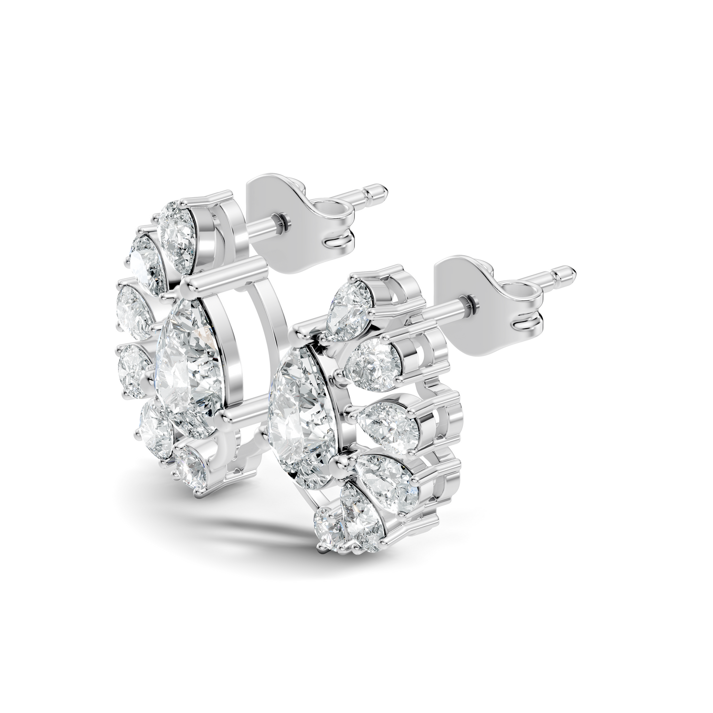 Round & Pear Shape Lab Grown Diamond 2.34 Ct With 18k Solid Gold Occasionally Wear Diamond Earrings - HIGHCARAT DIAMONDS